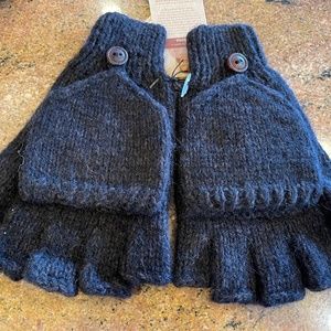 Andes Gifts Men's Charcoal/Black Knit Combination Gloves/Mittens (Glittens) NEW!